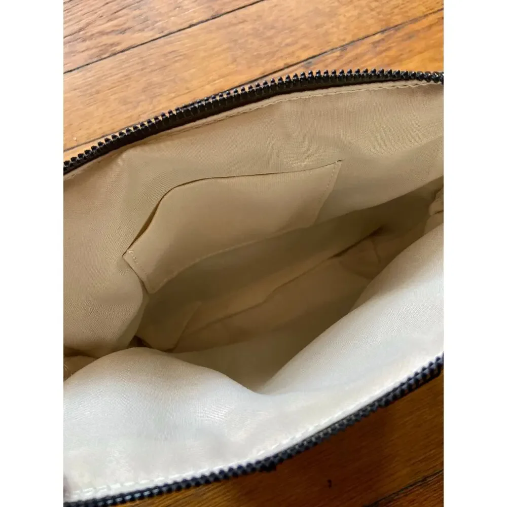Retro Green Faux Suede Striped Zip Pouch/Clutch (NWOT)